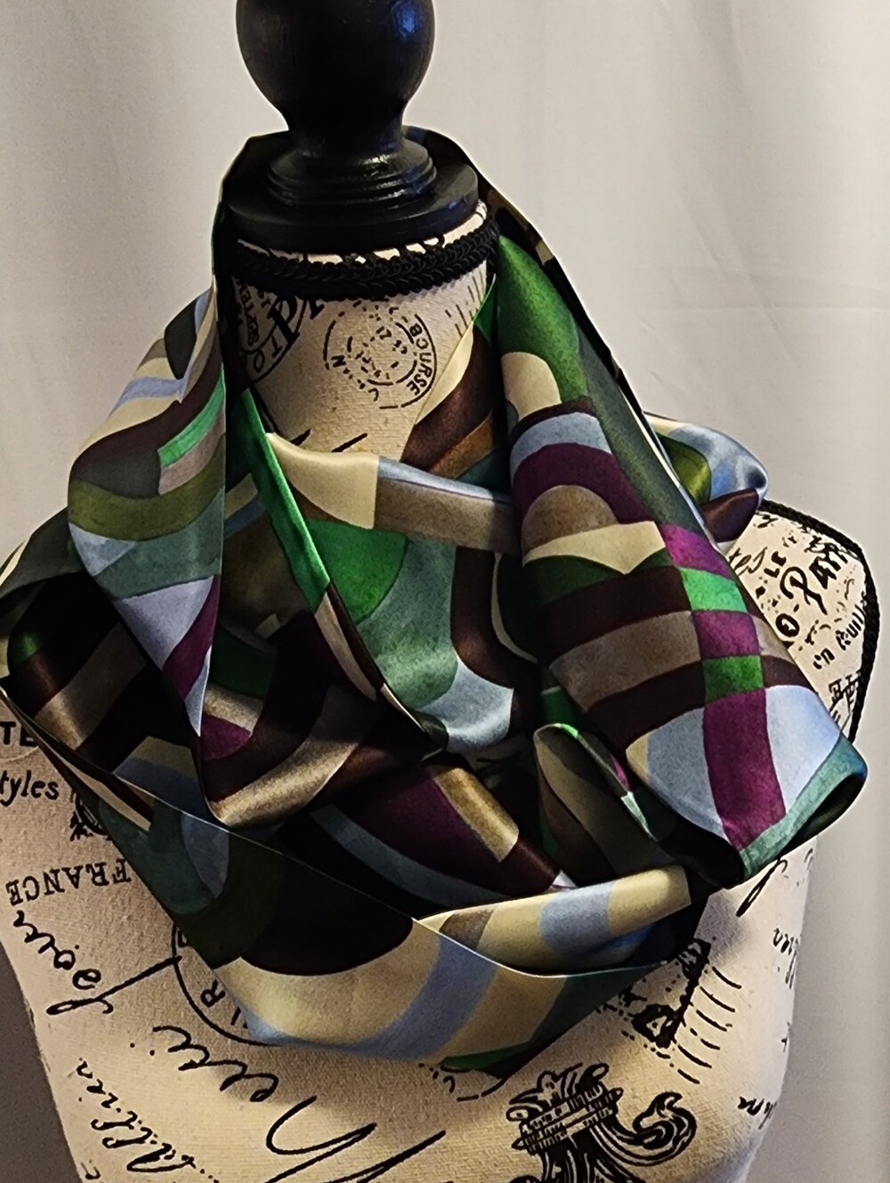 Luxury Multicolor Geometric Silk Scarf - Unbranded